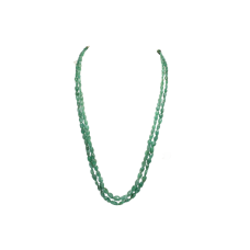 Beautiful 2 Line 264 CTS Natural Green Emerald Beads NECKLACE Strand B 972